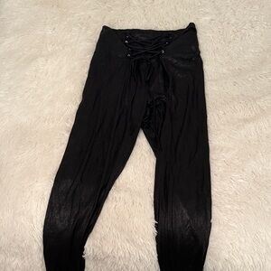 Black Lace-Up Pants